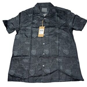 Stitch Note Egyptian Cotton Short-Sleeve Button Up Black Small NWT